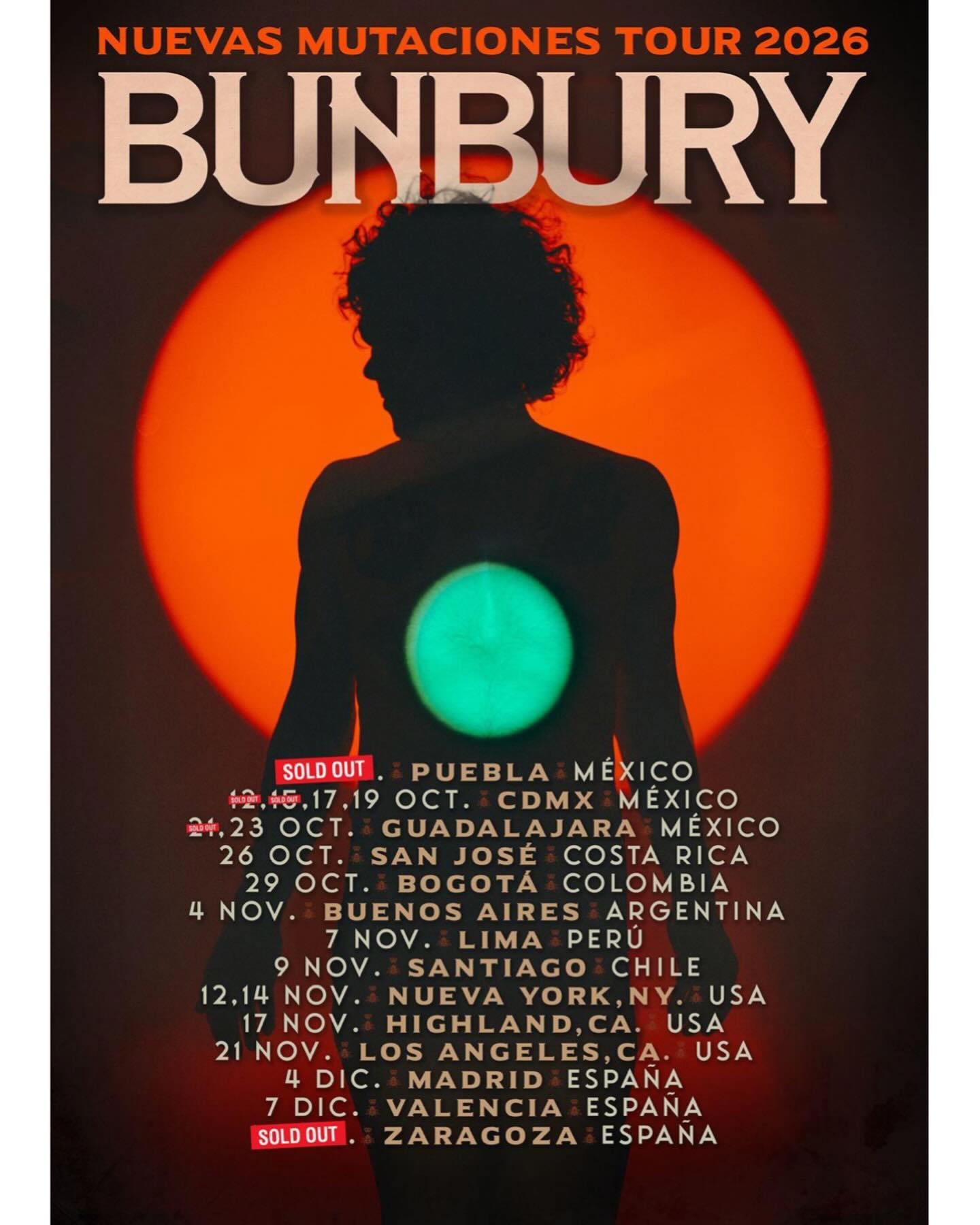 Enrique Bunbury Nuevas Mutaciones Tour Poster 2026